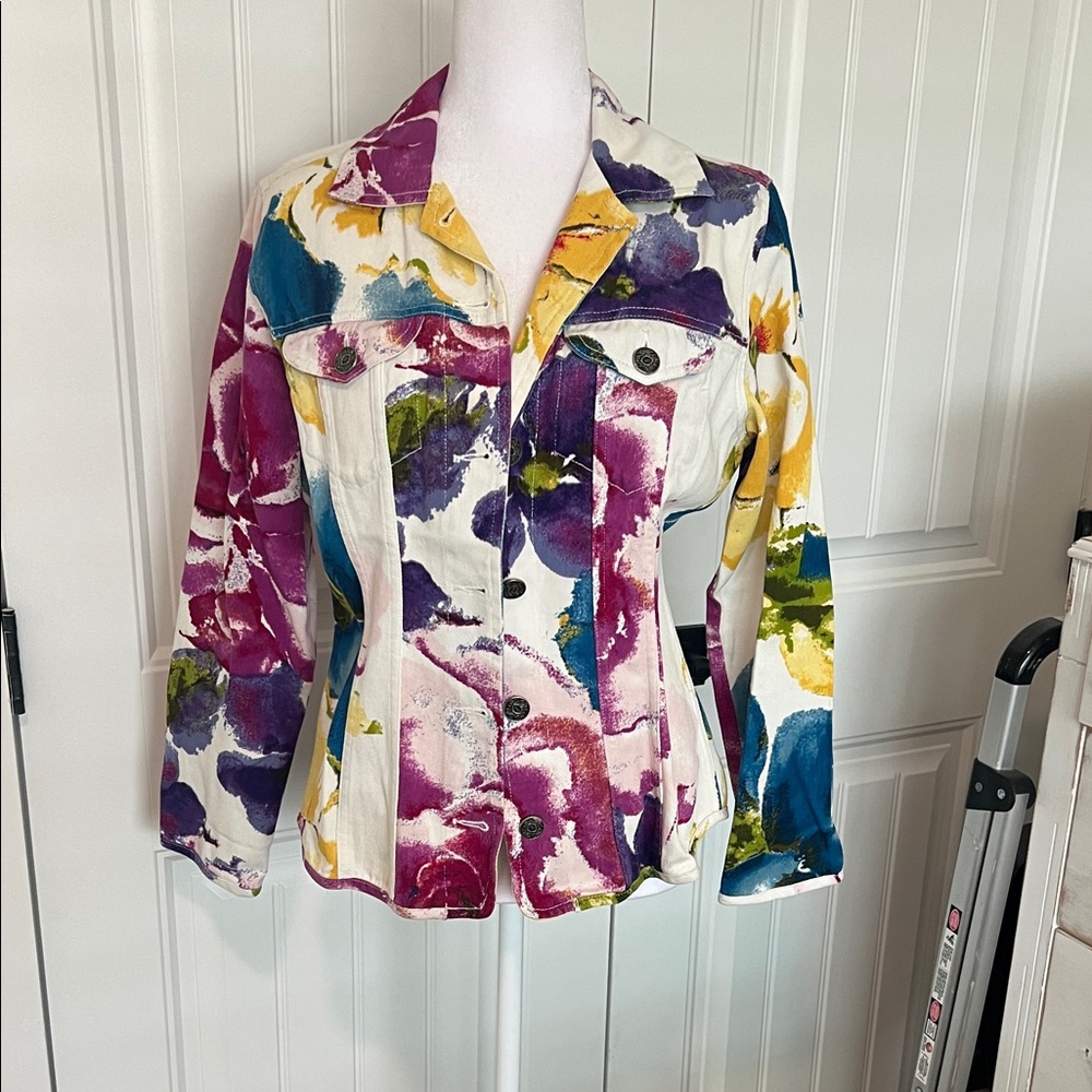 Chico's Multicolor‎ Abstract Jean Jacket